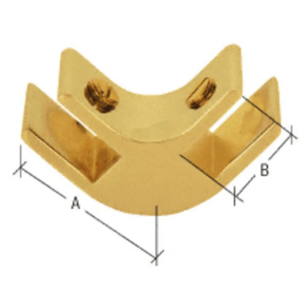 1-1/2" Long 2-Way 90 Degree Deluxe Glass Furniture Connector for 3/4" Glass