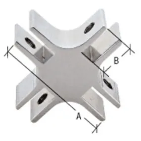 1-1/2" Long 4-Way 90 Degree Deluxe Glass Furniture Connector for 3/4" Glass