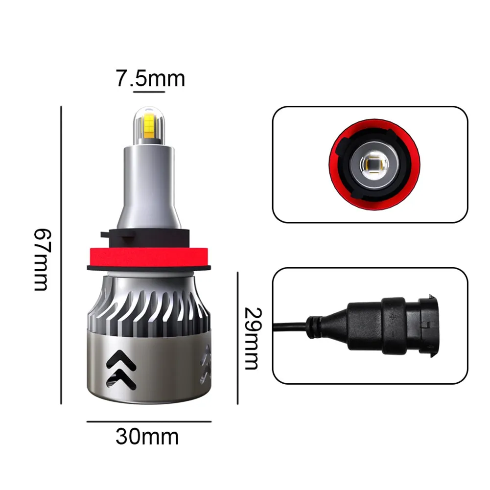1 Pair Aluminum Car Headlights 1904 12000/min 6000k Ip68