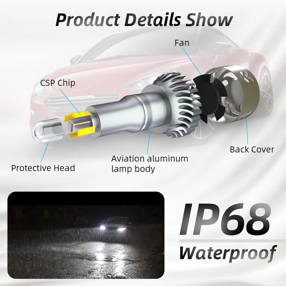 1 Pair Aluminum Car Headlights 1904 12000/min 6000k Ip68