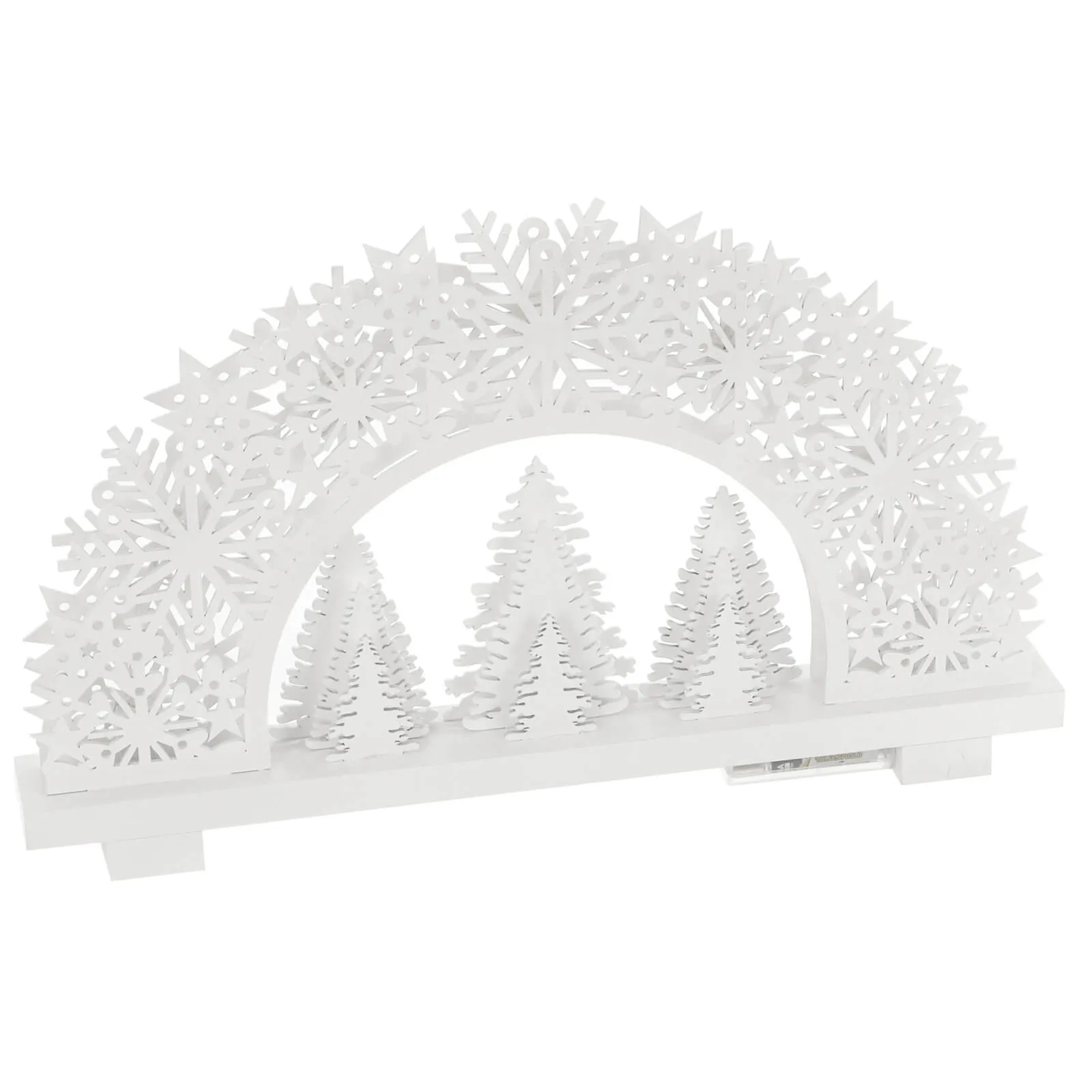 10 Light White Wooden Candle Bridge Christmas Decoration 46cm