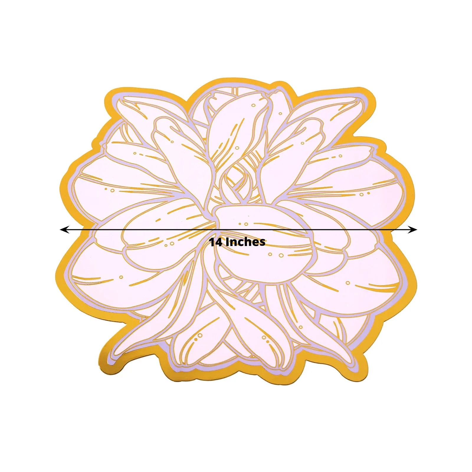 10 Pack Lavender Peony Cardboard Paper Table Mats with Gold Foil Edges, 14" Lilac Disposable Floral Paper Placemats - 300GSM