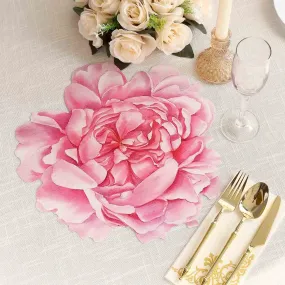 10 Pack Pink Peony Flower Cardboard Paper Placemats, 14" Disposable Floral Table Mats - 400GSM