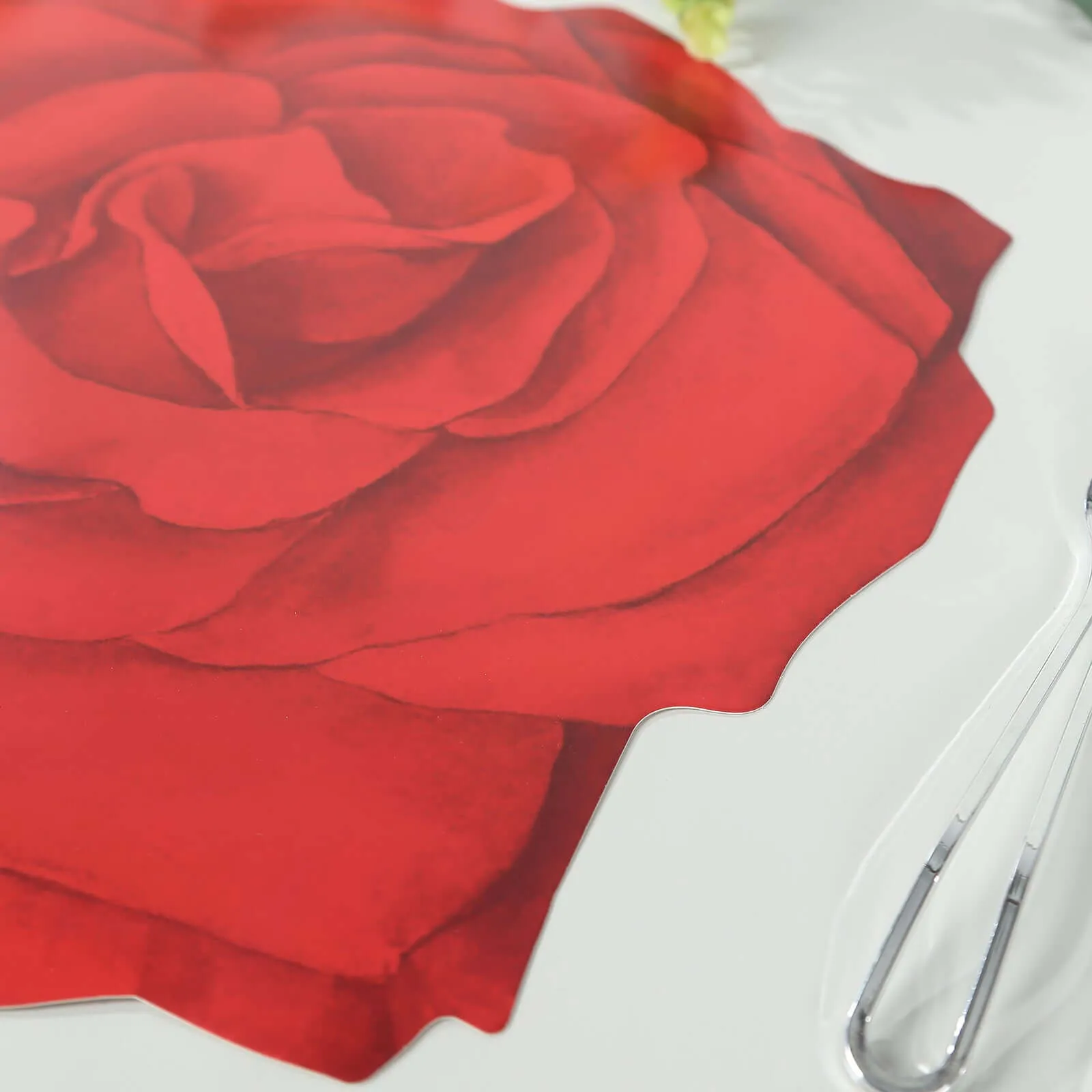 10 Pack Red Rose Flower Cardboard Paper Placemats, 14" Disposable Floral Table Mats - 400GSM