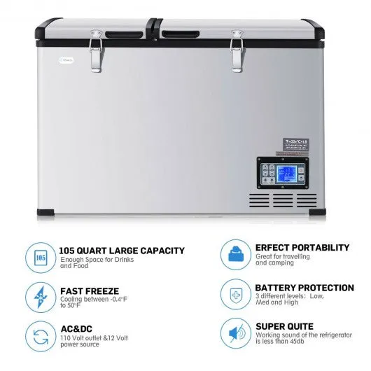 105-Quart Portable Electric Compressor Camping Cooler Refrigerator