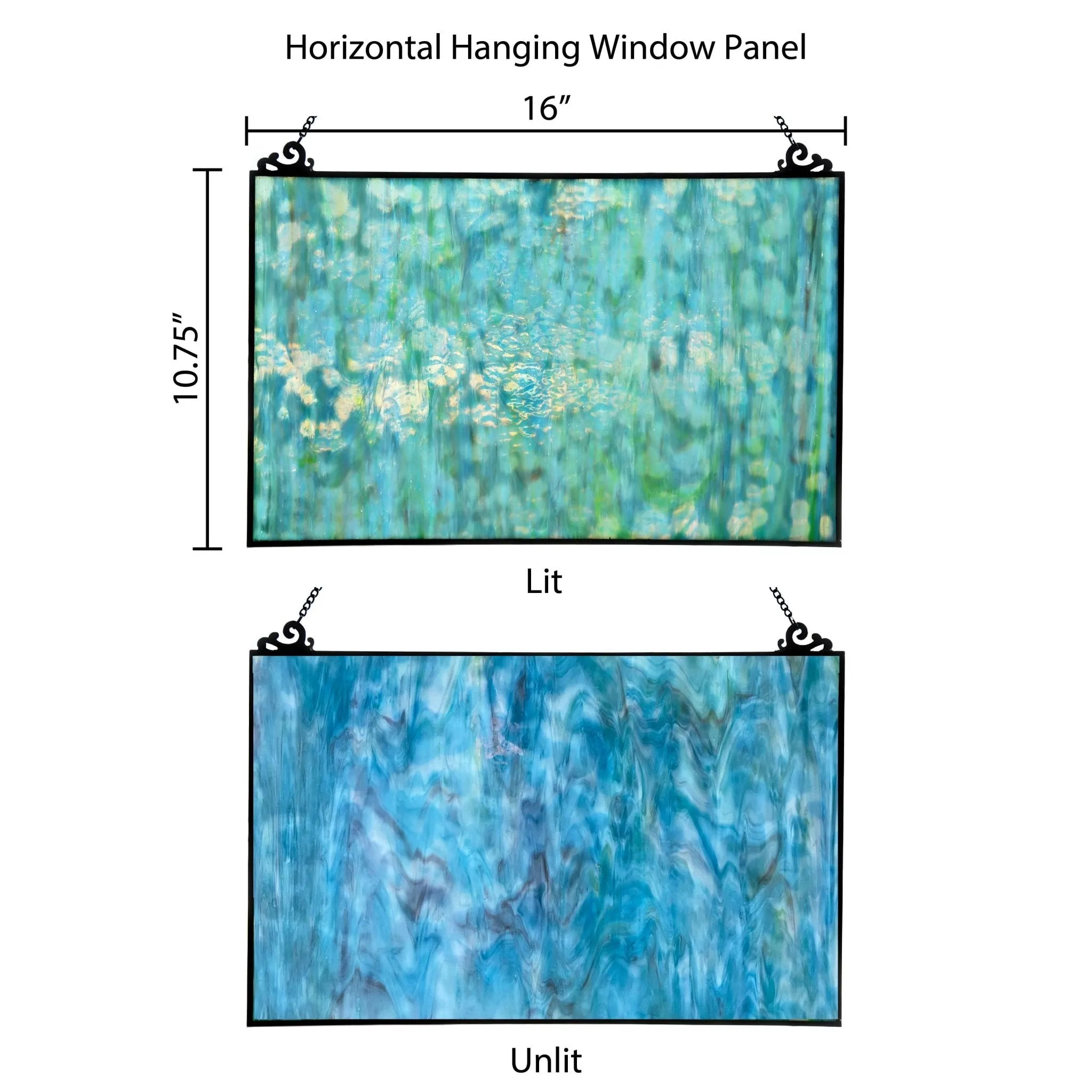 10.75"H Theo Blue Watercolor Stained Glass Window Panel