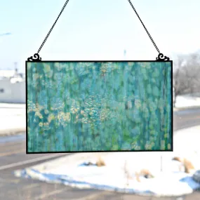 10.75"H Theo Blue Watercolor Stained Glass Window Panel