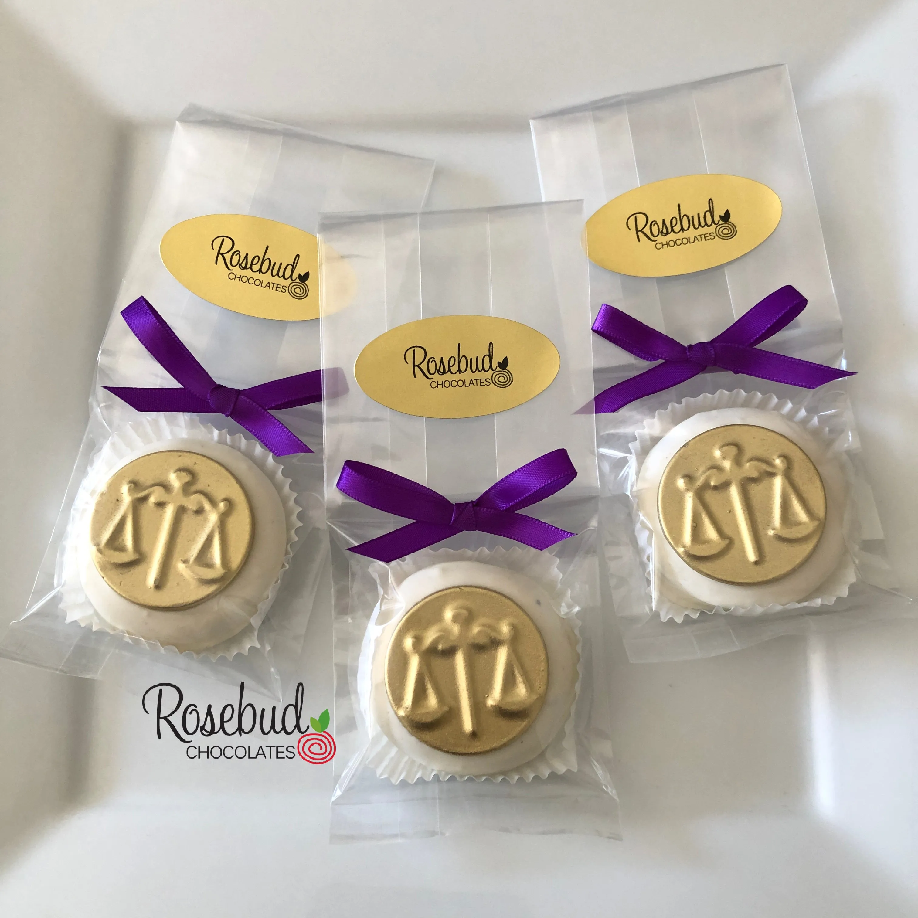 12 SCALES OF JUSTICE Chocolate Covered Oreo Cookie Candy Party Favors