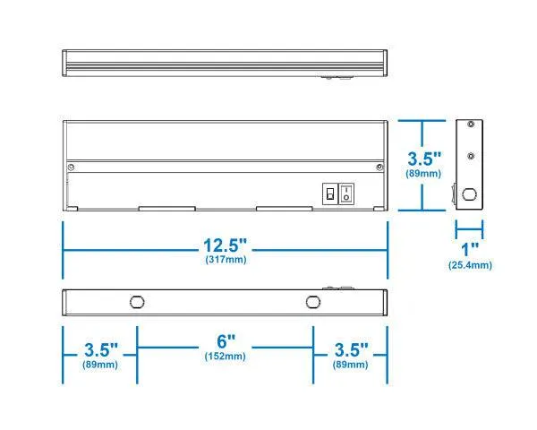 12.5-inch Black Selectable LED Under Cabinet Light