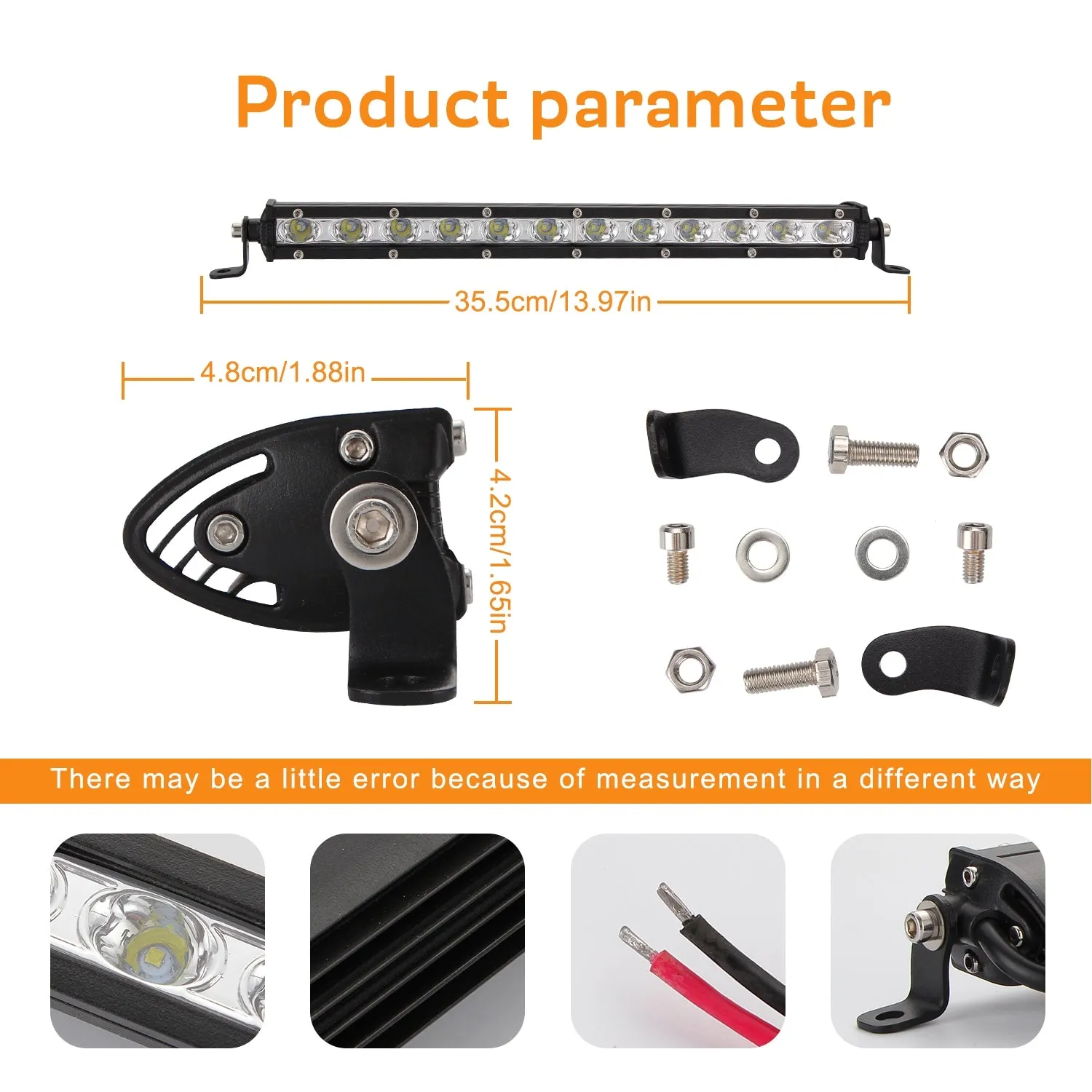 14inches LED Light Bar Signal Row Light Bar Spot Flood Combo Off