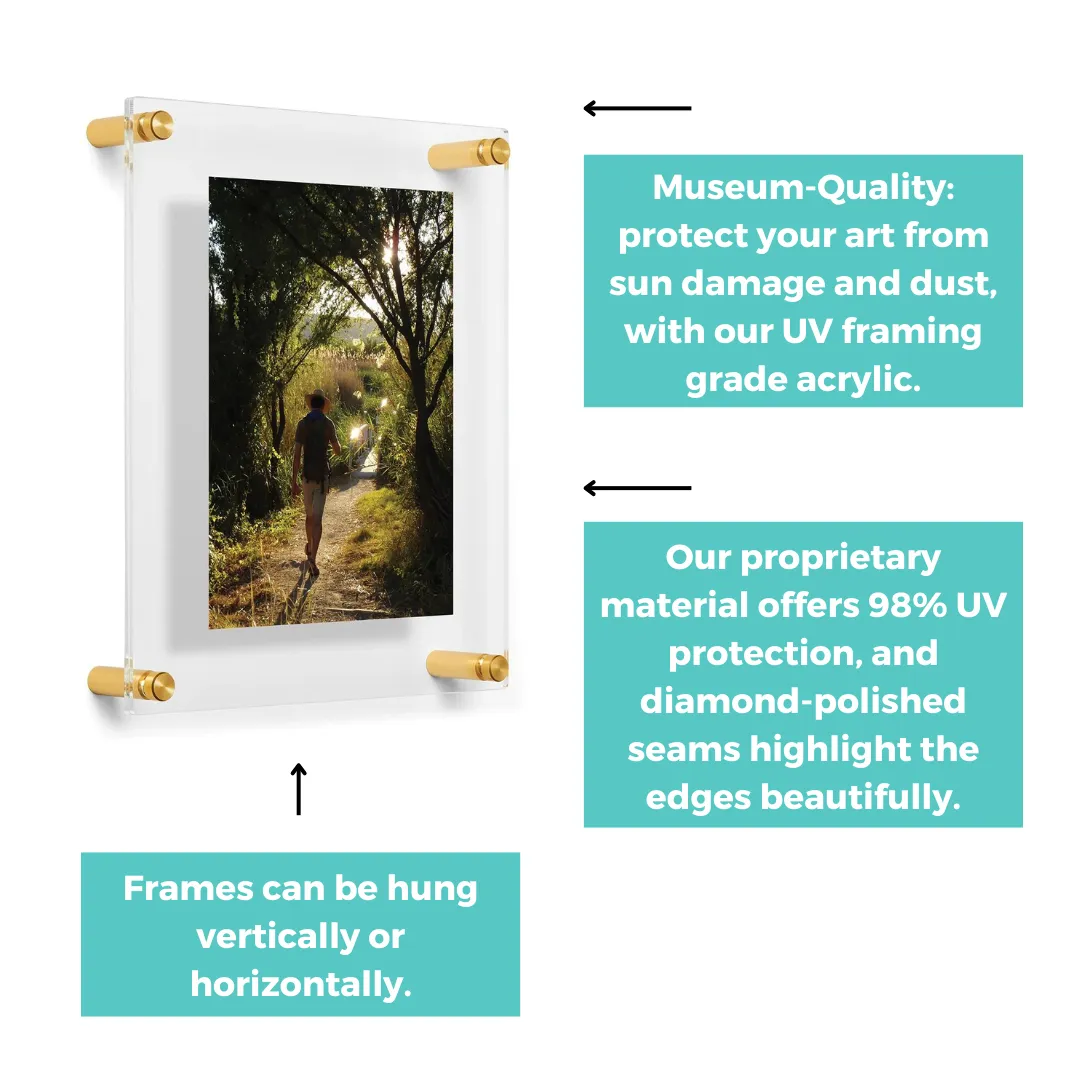 18x24" Photo Floating Acrylic Clear Picture Frame (Frame Size 21x27")
