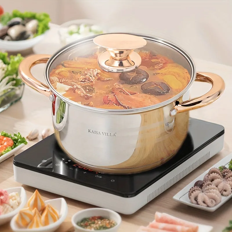 1pc High-End Stainless Steel Small Soup Pot - Saucepans for Cooking Pasta, Steak Sauce, Porridge, Ramen, Noodle, and Dessert - Double-Eared Stew Pot with Versatile Cooking Options