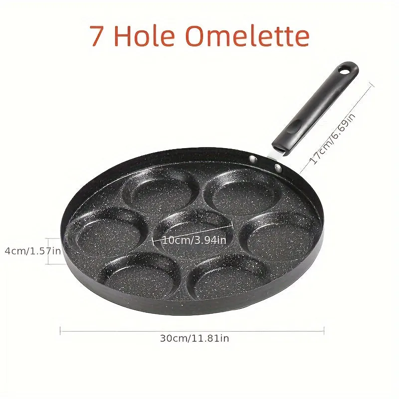 1pc Omelette Pan Mini Four Hole Flat Bottom Small Frying Pan, Breakfast Egg Dumplings Nonstick Pancake Frying Egg Mold, Kitchenware, Cookware