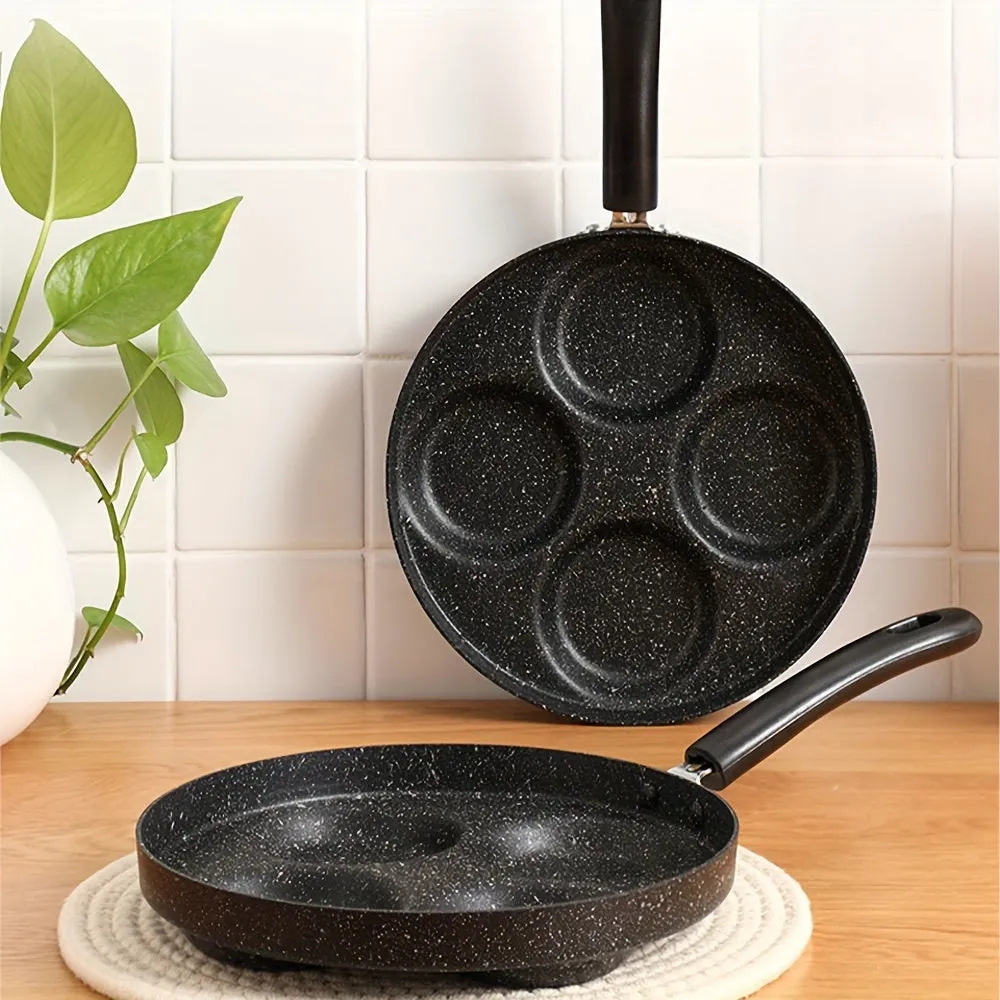 1pc Omelette Pan Mini Four Hole Flat Bottom Small Frying Pan, Breakfast Egg Dumplings Nonstick Pancake Frying Egg Mold, Kitchenware, Cookware