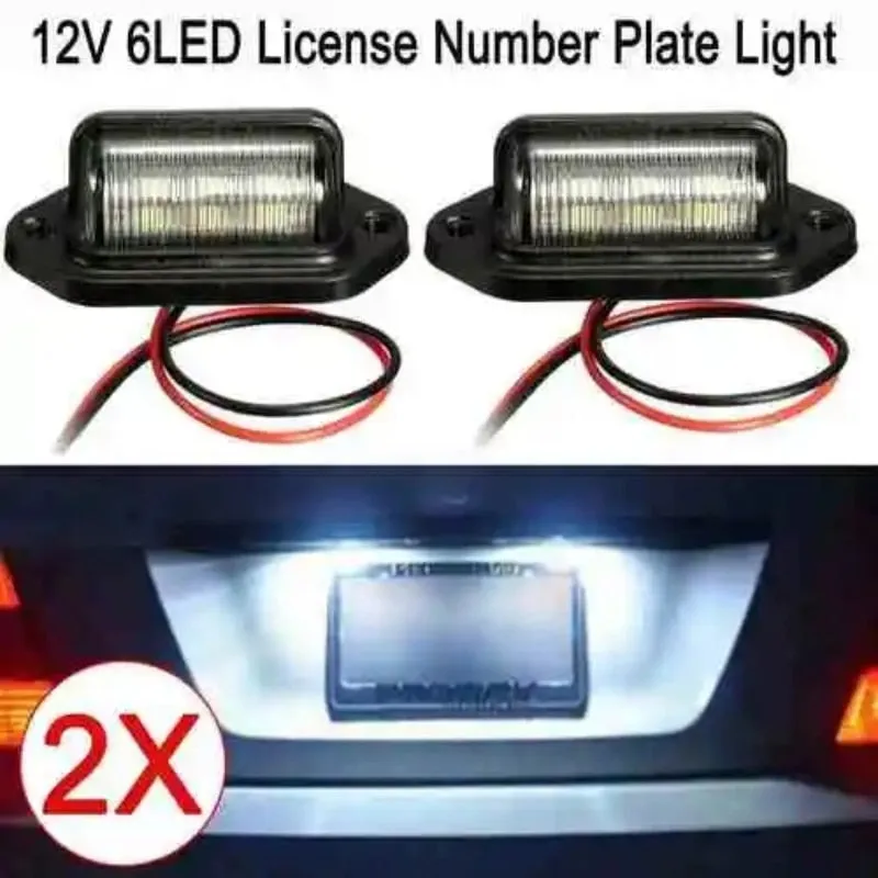 1Set 6 LED Car License Number Plate Light for SUV Truck Trailer Van Tag Step Lamp White Bulbs Car Products License Plate Lights