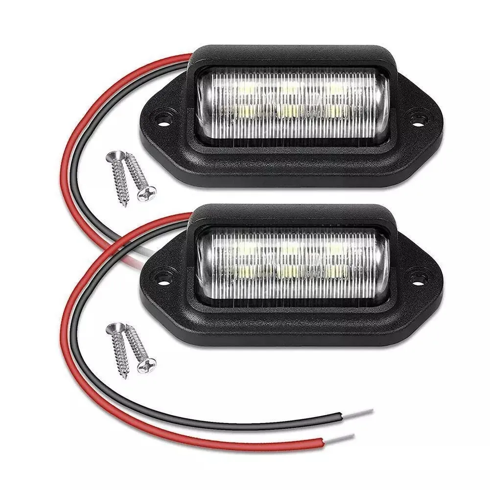 1Set 6 LED Car License Number Plate Light for SUV Truck Trailer Van Tag Step Lamp White Bulbs Car Products License Plate Lights