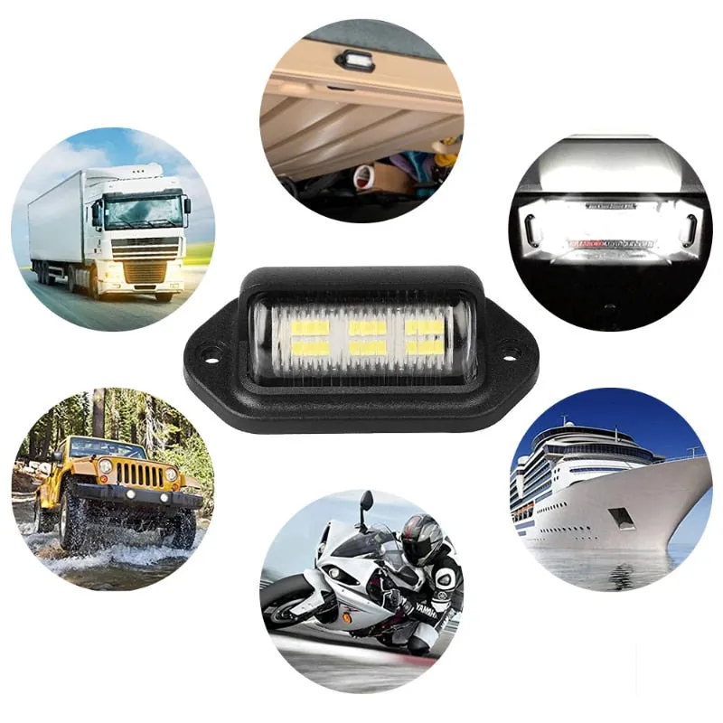 1Set 6 LED Car License Number Plate Light for SUV Truck Trailer Van Tag Step Lamp White Bulbs Car Products License Plate Lights
