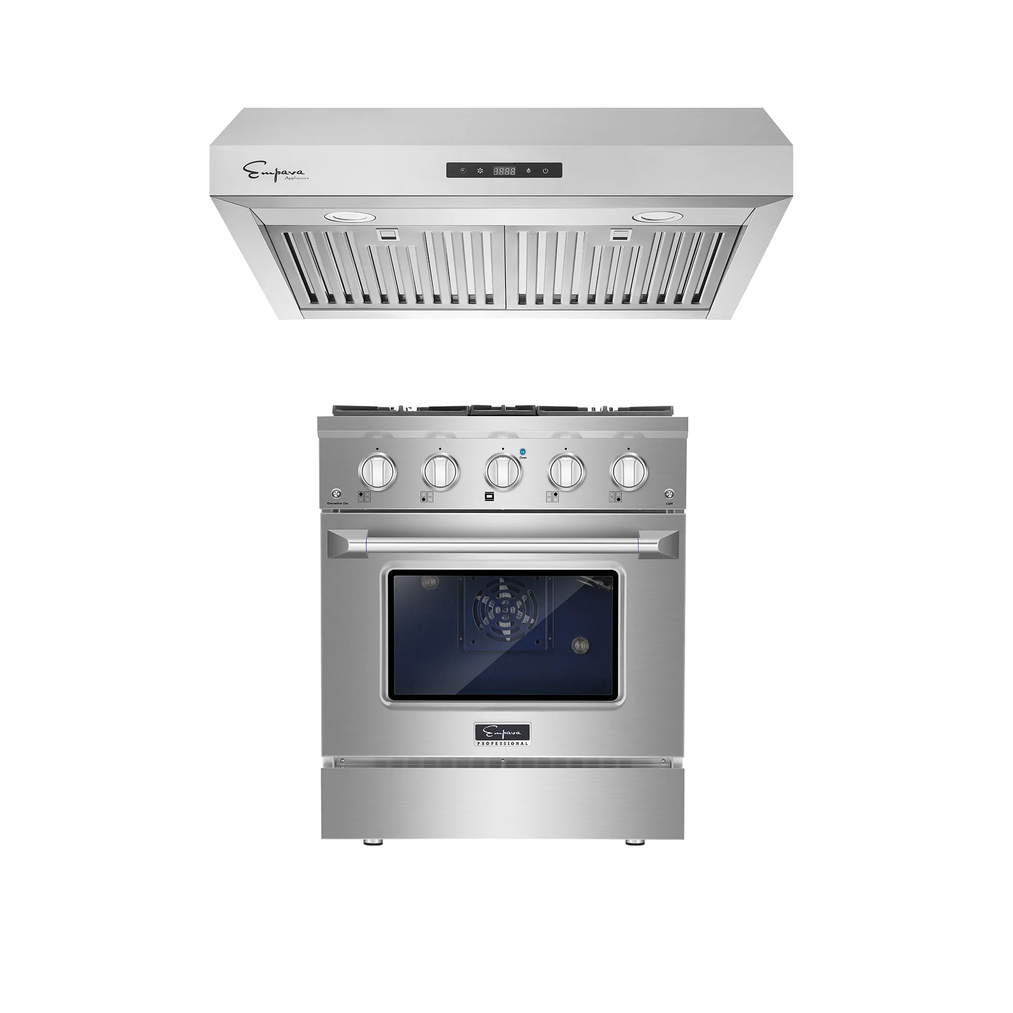 2 Piece Kitchen Appliances Packages w/ 30" Gas Range & 30" Range Hood-30GR07 & 30RH07