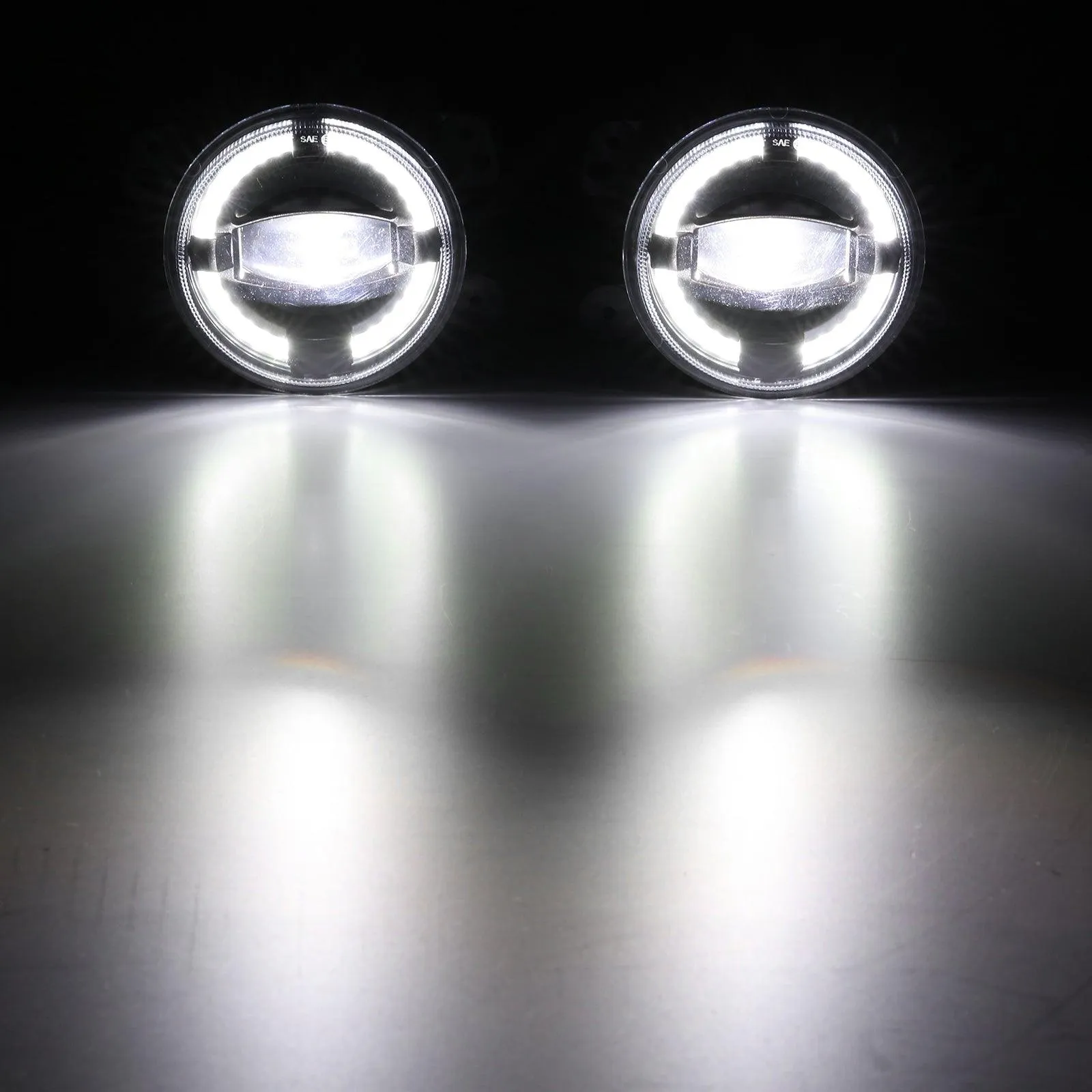 (2pcs/set) 4" 60W LED Fog Lights with White Halo Ring DRL for Jeep Wrangler JK/ Jeep Grand Cherokee/ Dodge