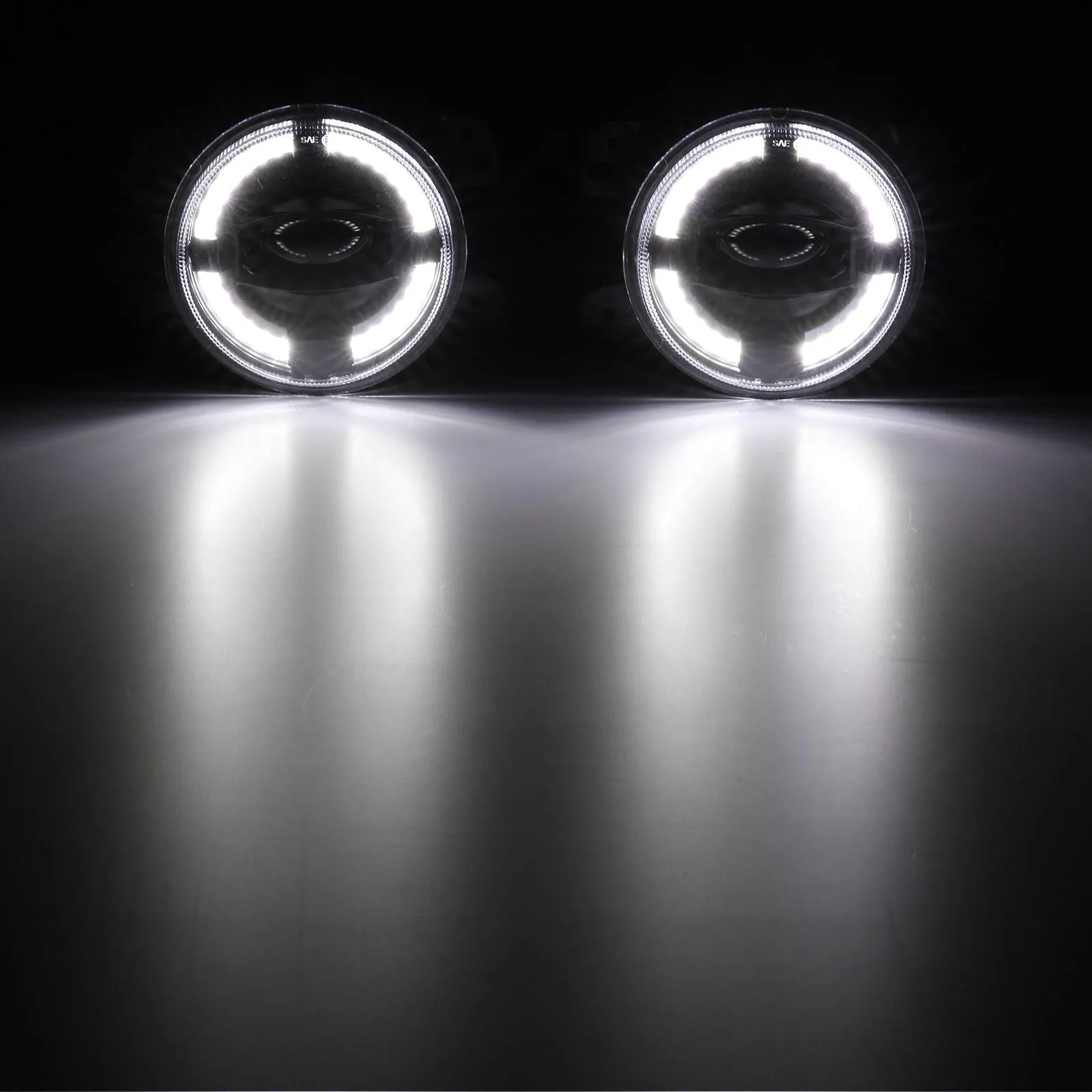 (2pcs/set) 4" 60W LED Fog Lights with White Halo Ring DRL for Jeep Wrangler JK/ Jeep Grand Cherokee/ Dodge