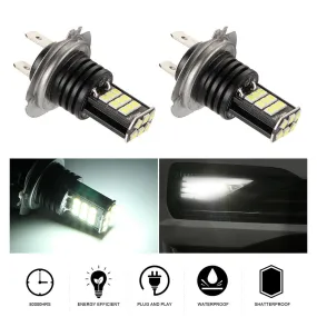 2pcs/set H7 8 Rows 24SMD 6000K High Brightness LED Anti-fog