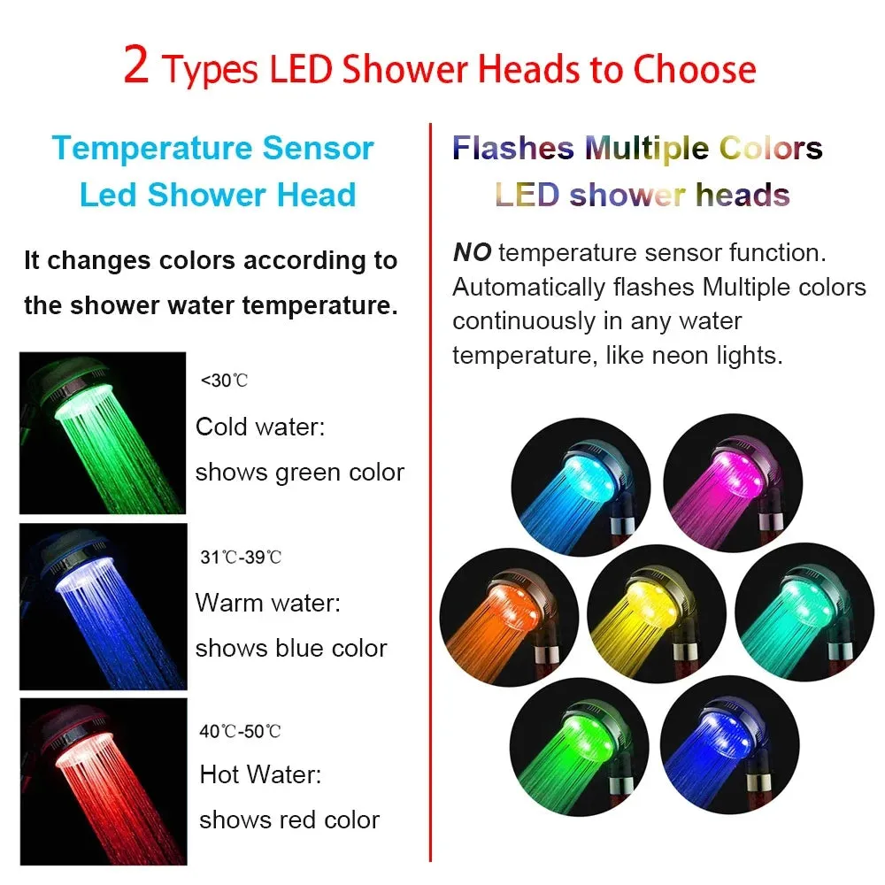 360 Rotational LED Digital Temp Shower Head