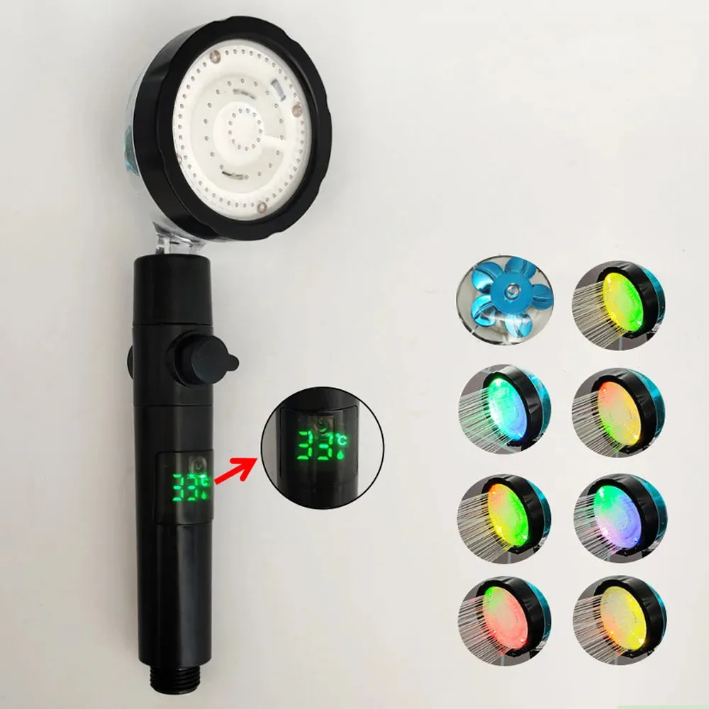 360 Rotational LED Digital Temp Shower Head
