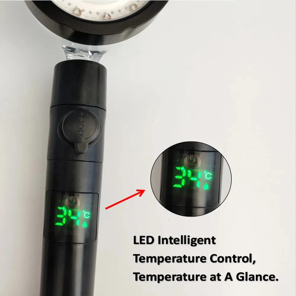 360 Rotational LED Digital Temp Shower Head