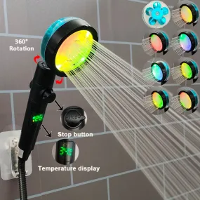 360 Rotational LED Digital Temp Shower Head