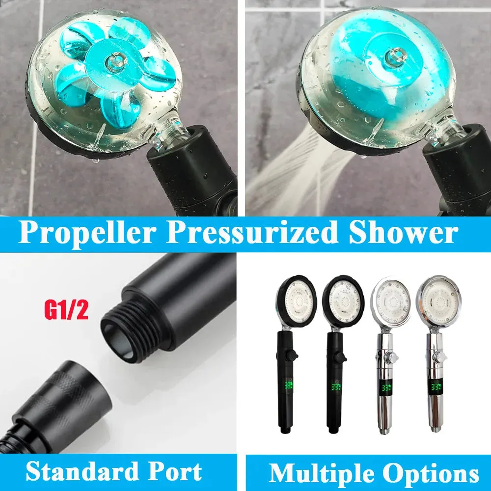 360 Rotational LED Digital Temp Shower Head