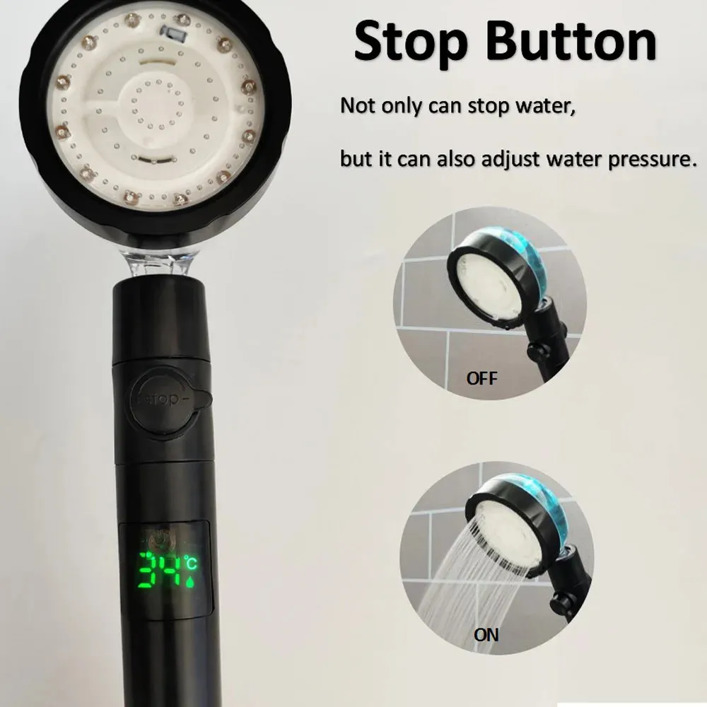 360 Rotational LED Digital Temp Shower Head