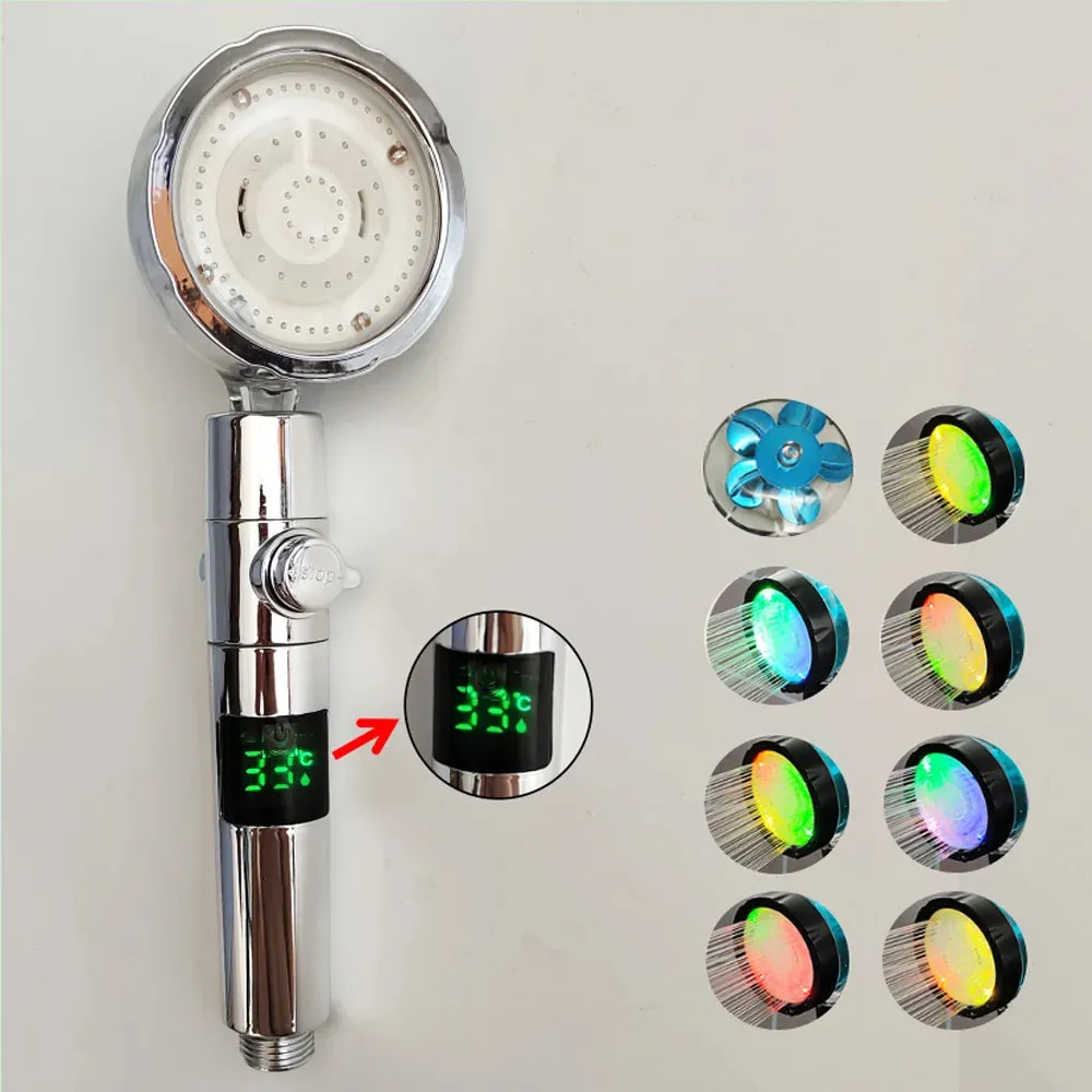 360 Rotational LED Digital Temp Shower Head