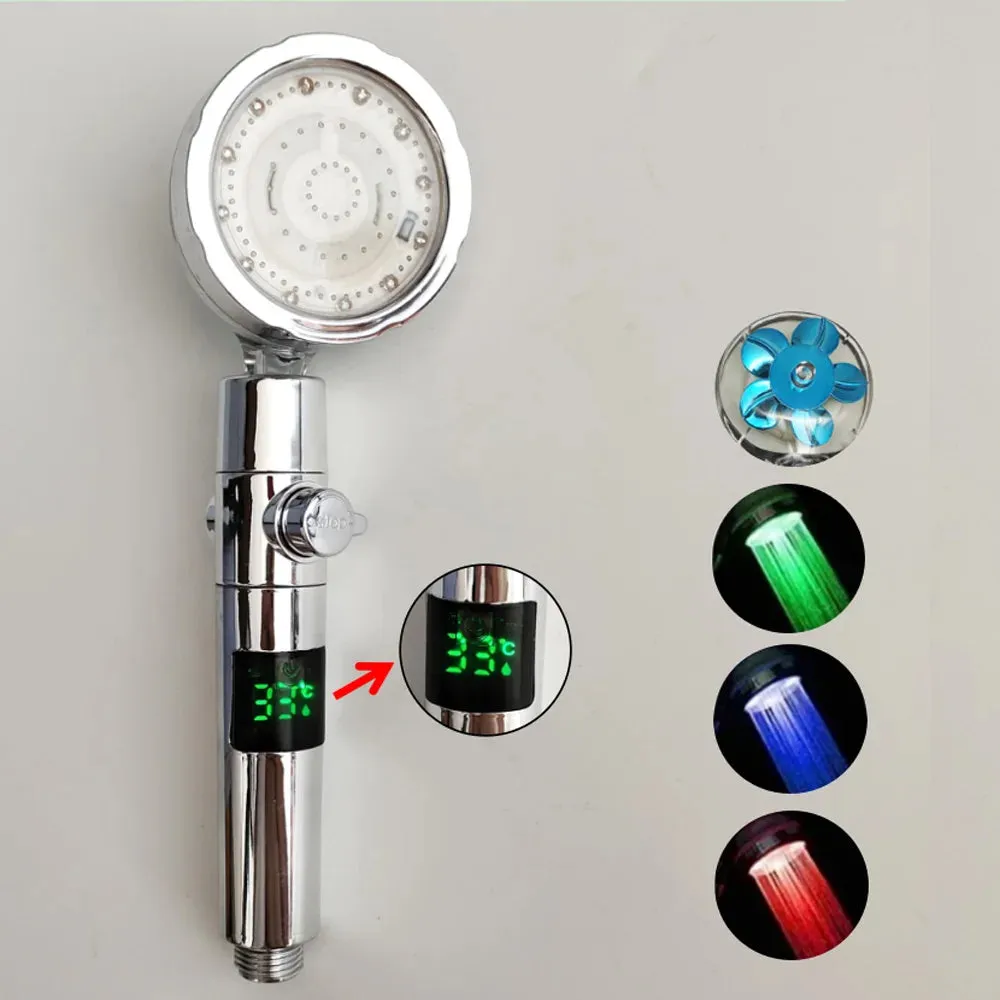 360 Rotational LED Digital Temp Shower Head