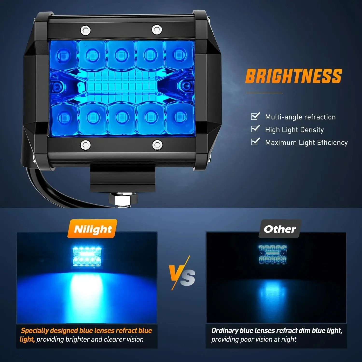 4 Inch 60W 366LM Triple Row Spot Blue Led Pods (Pair)