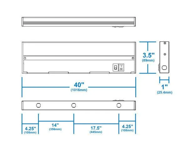 40-inch White Selectable LED Under Cabinet Light