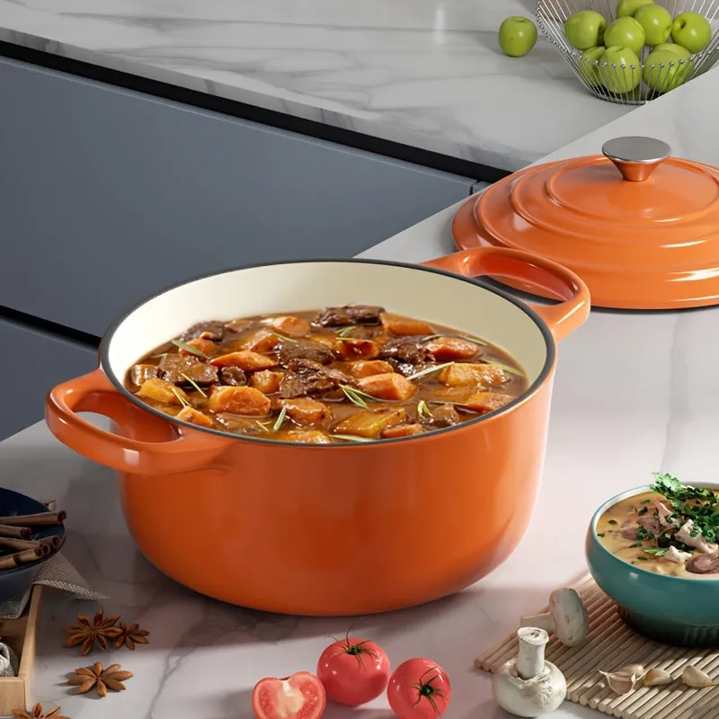4.5 Quart Large Capacity Enameled Cast Iron Dutch Oven Pot - Heavy-Duty, Oven Safe Up To 500°F, Non-Stick, Pre-Seasoned Cookware - Ideal For Bread Baking, Slow Cooking, Braising, Roasting, Frying, Boiling, and More
