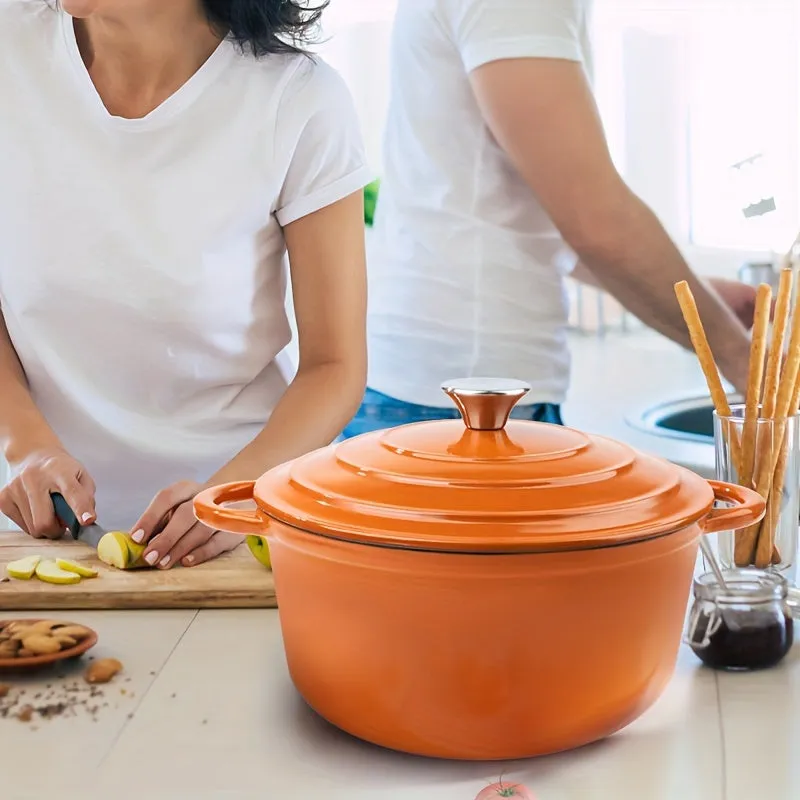 4.5 Quart Large Capacity Enameled Cast Iron Dutch Oven Pot - Heavy-Duty, Oven Safe Up To 500°F, Non-Stick, Pre-Seasoned Cookware - Ideal For Bread Baking, Slow Cooking, Braising, Roasting, Frying, Boiling, and More
