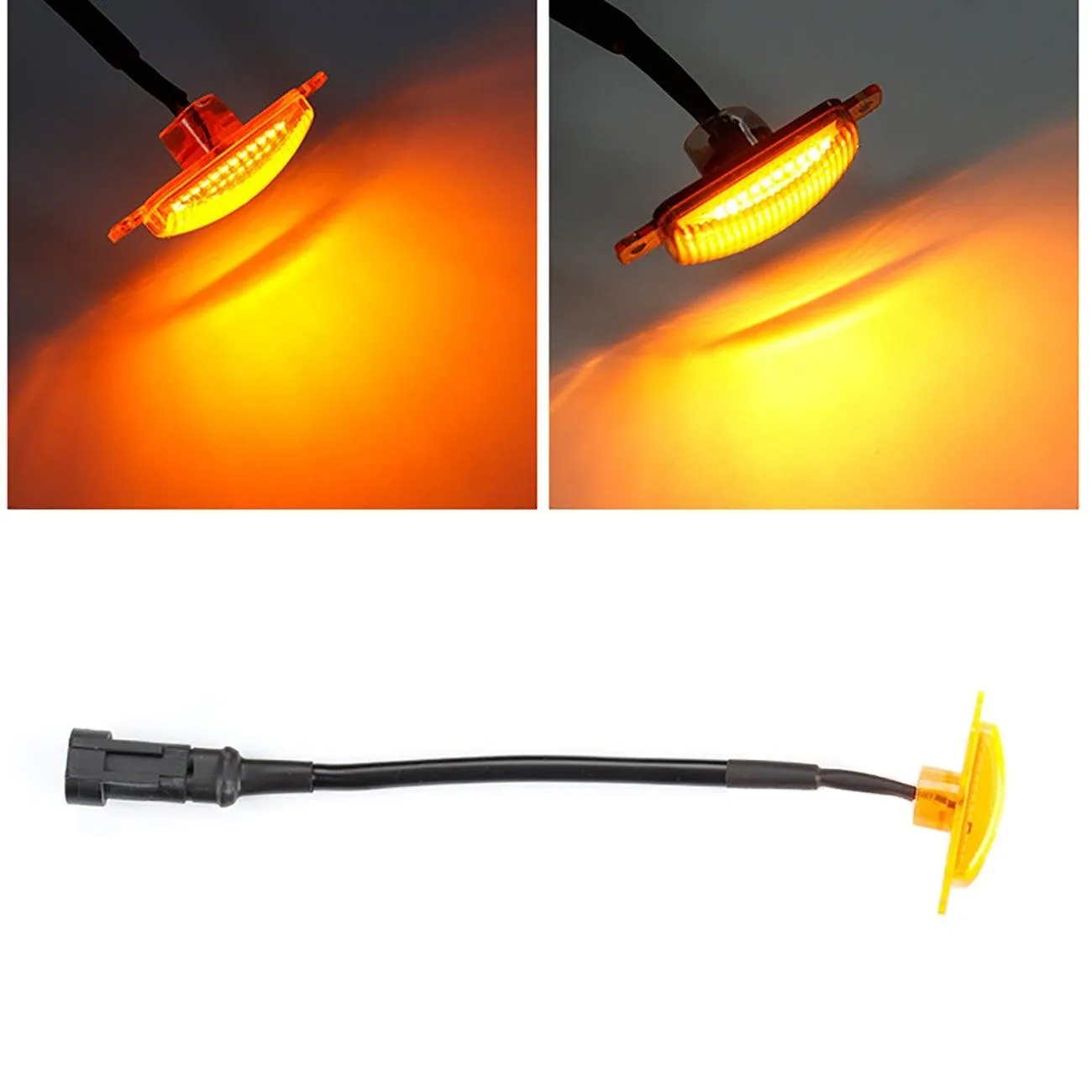 (4pcs/set) LED Front Hood Grille Lights Raptor Style Amber Light Fit for Pickup Truck Off-Road SUV (Amber Shell/ Smoked Shell)