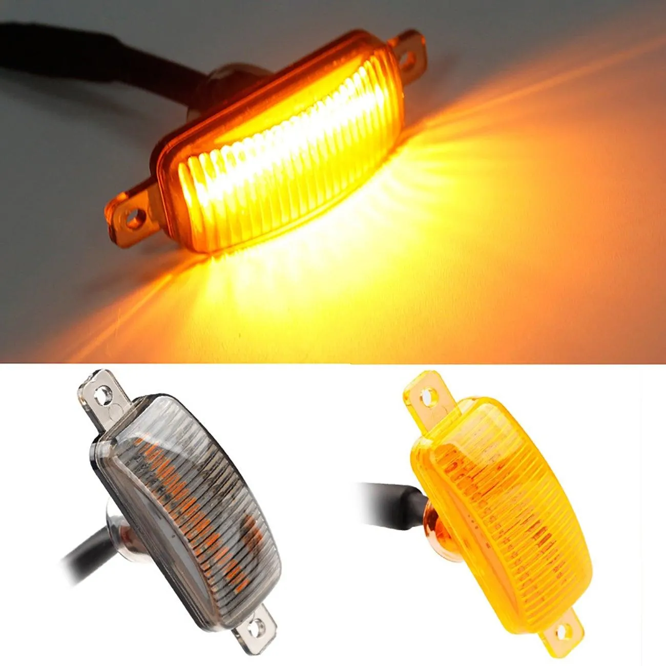 (4pcs/set) LED Front Hood Grille Lights Raptor Style Amber Light Fit for Pickup Truck Off-Road SUV (Amber Shell/ Smoked Shell)