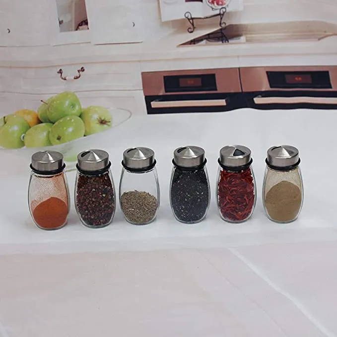 6 pcs Rotating Condiment Spice Jars Set for Kitchen