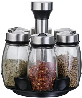 6 pcs Rotating Condiment Spice Jars Set for Kitchen