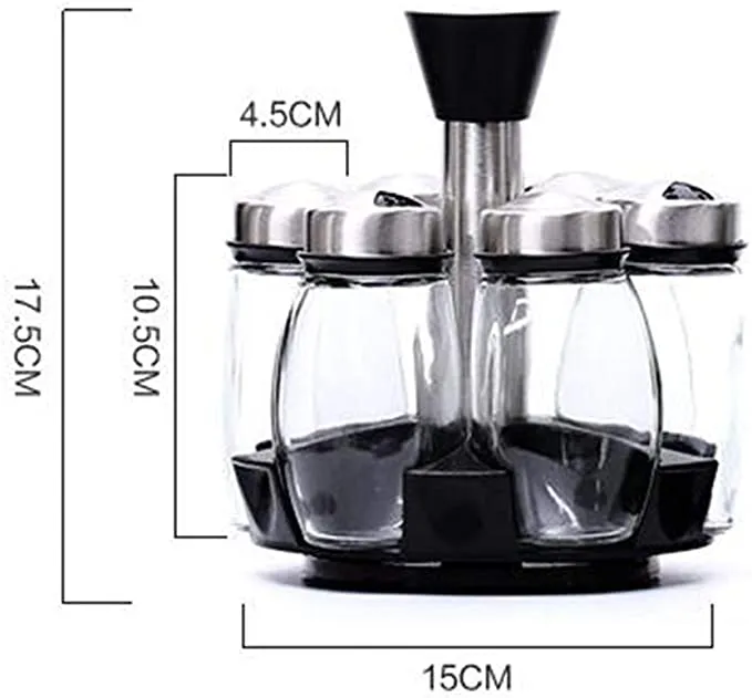 6 pcs Rotating Condiment Spice Jars Set for Kitchen
