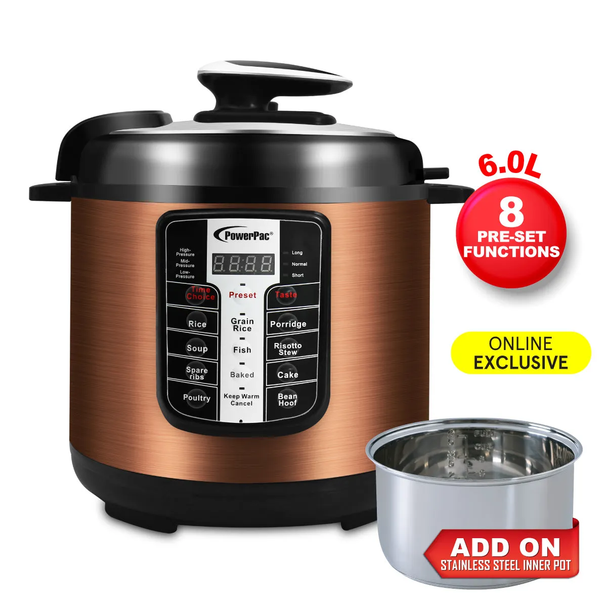 6L Electric Pressure Cooker 6.0L (PPC611 SSPOT)