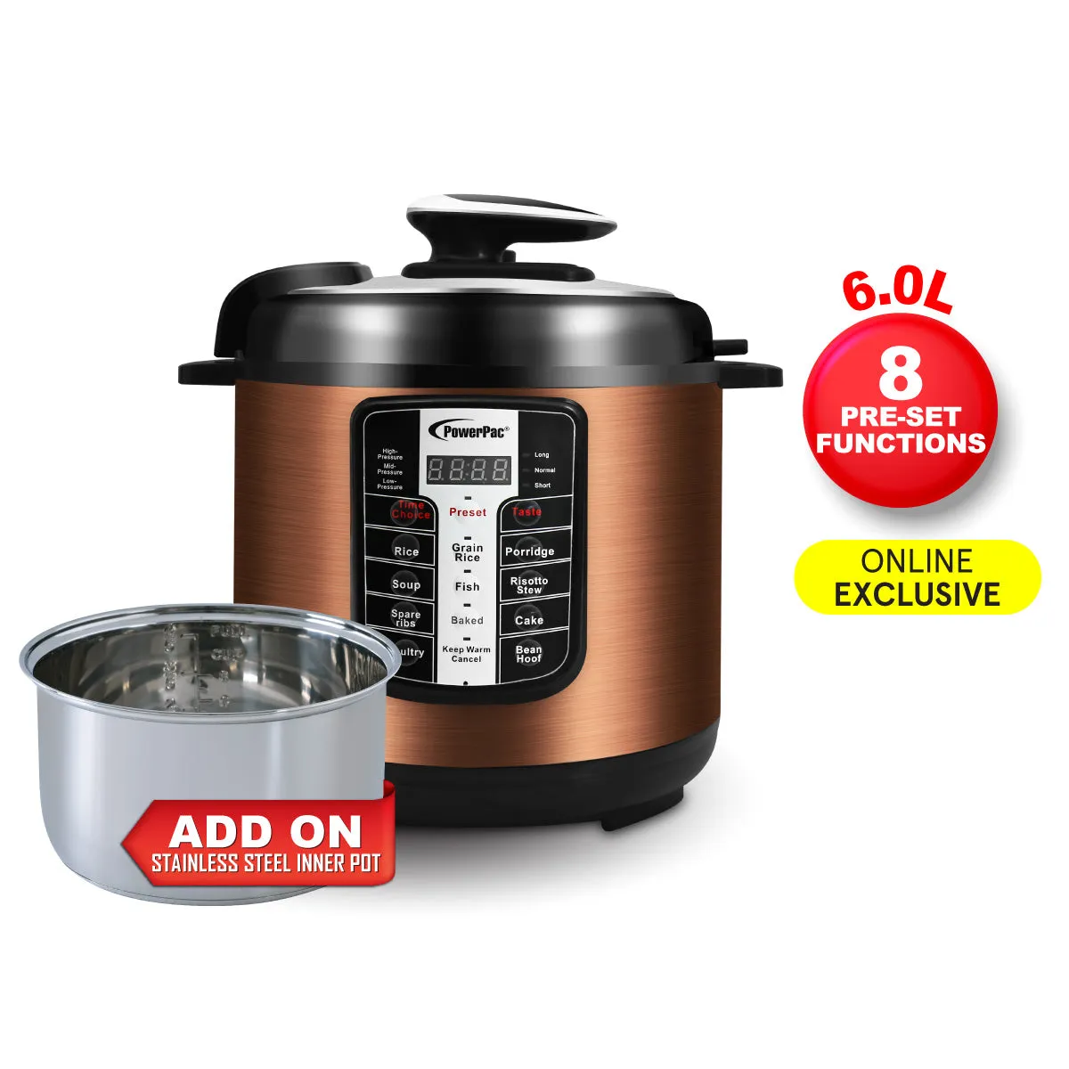 6L Electric Pressure Cooker 6.0L (PPC611 SSPOT)