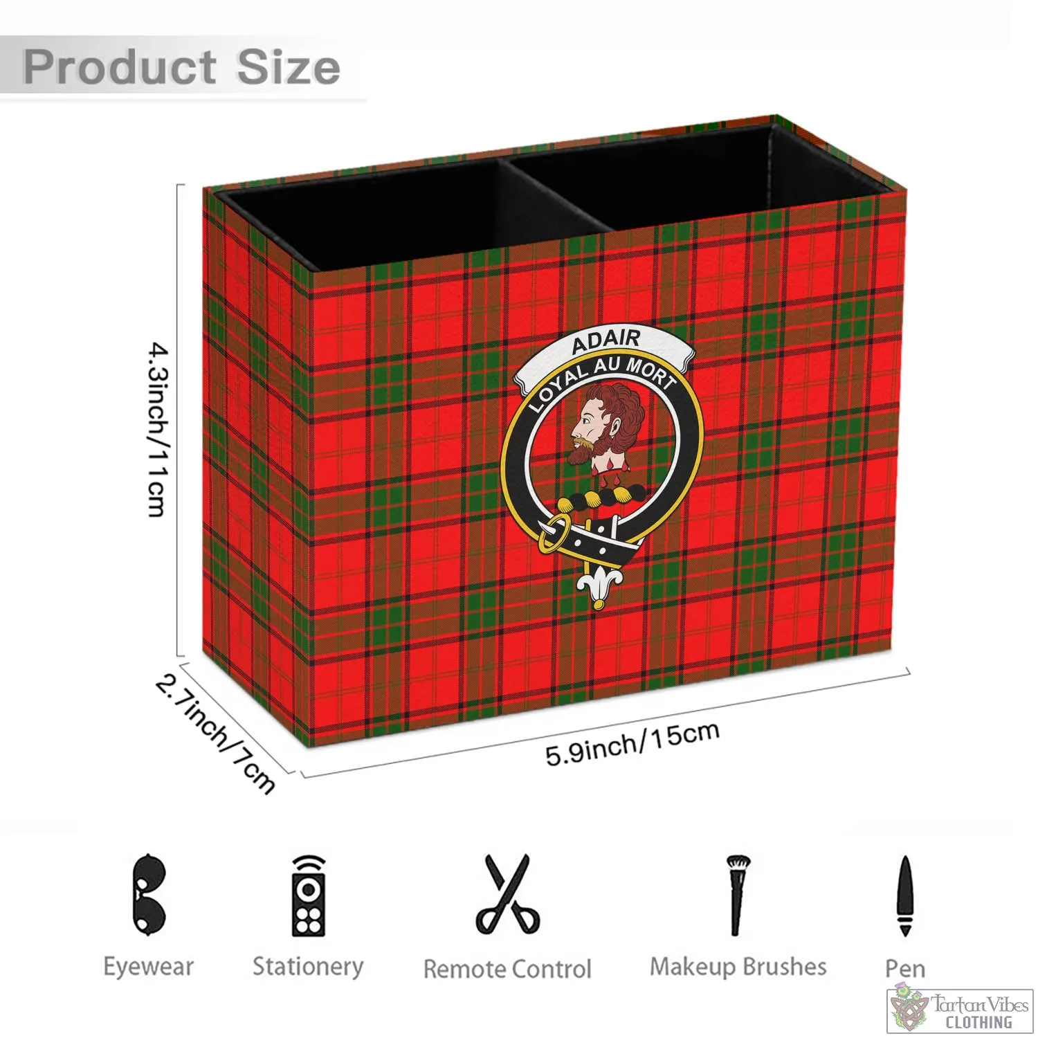 Adair Tartan Pen Holder with Family Crest