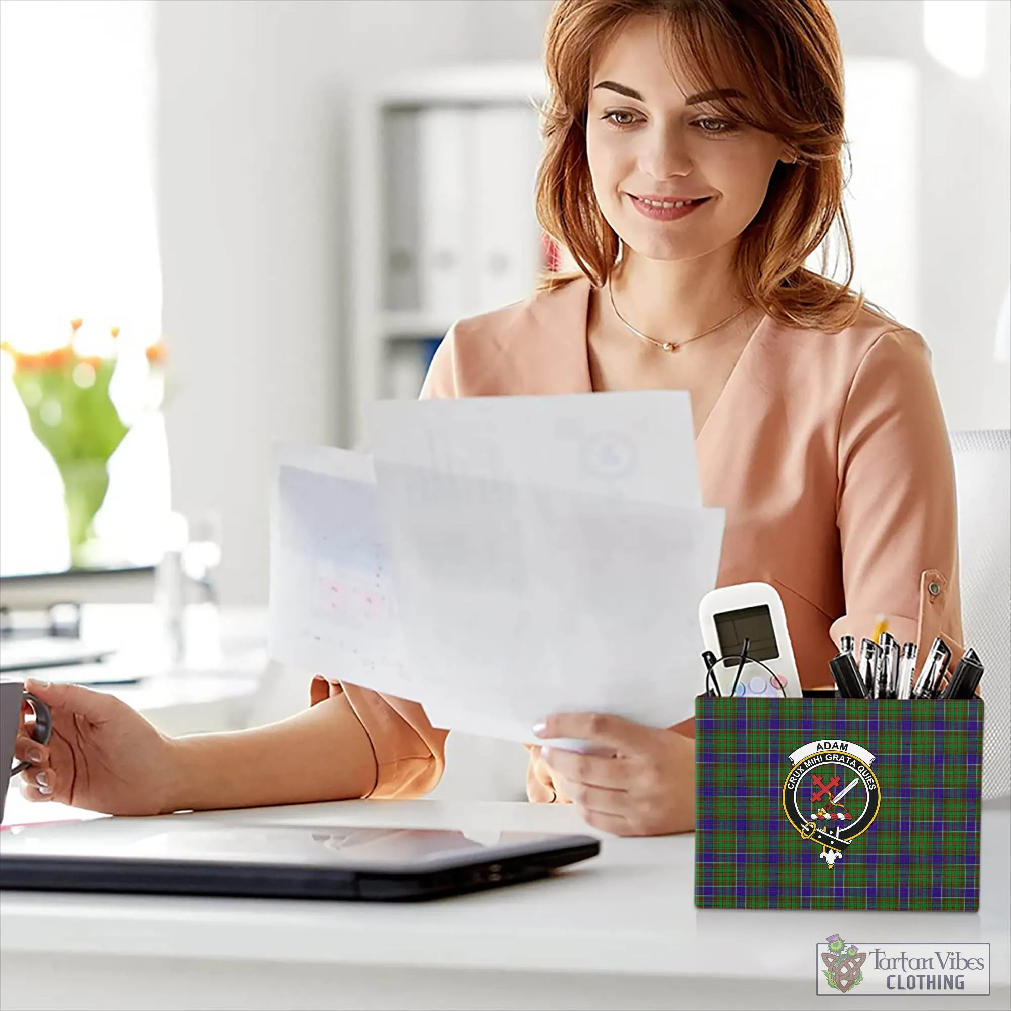 Adam Tartan Pen Holder with Family Crest