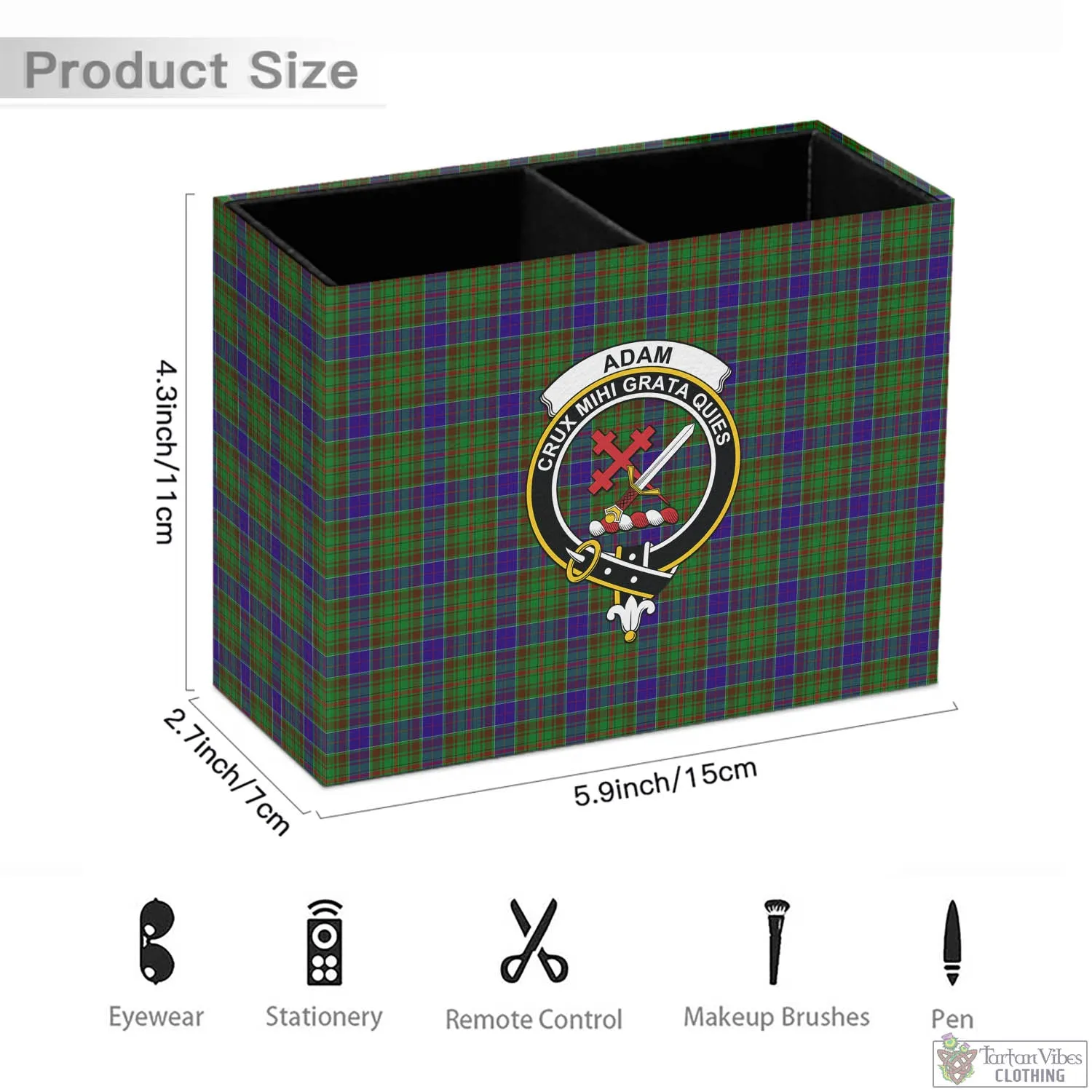 Adam Tartan Pen Holder with Family Crest