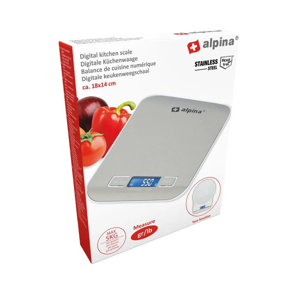Alpina 5KG Digital Kitchen Scale - Silver | 186795