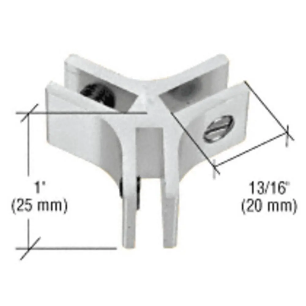 Anodized Aluminum Three-Way 120 Degree Glass Connector
