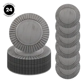 Antique Brushed Ribbed Charger Plates, BULK Set